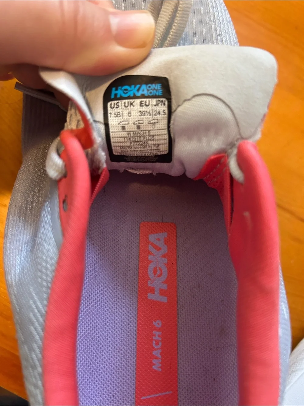 Hoka Women's Gray and Coral Athletic Running Shoes